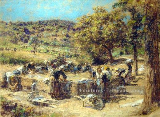 Washday scènes rurales paysan Léon Augustin Lhermitte Peintures à l'huile